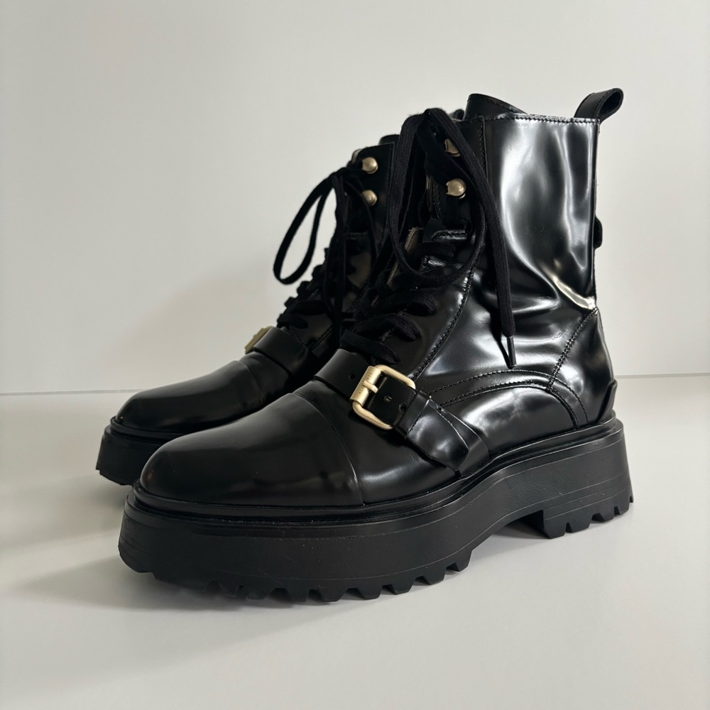 All Saints Stellar Cap Toe Combat Boot, US size 7.5, EU size 38
